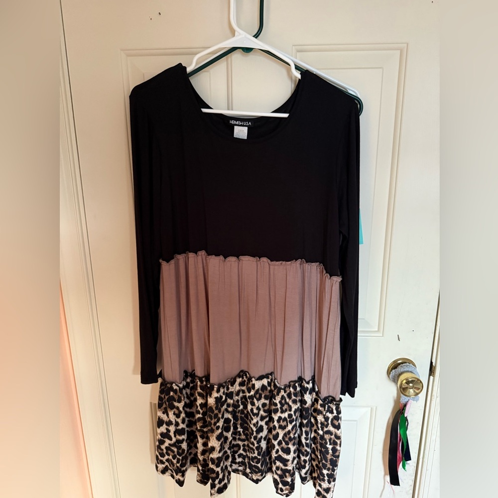 Black and Leopard Print Dress